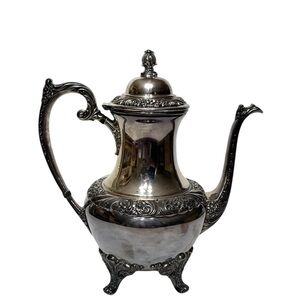 Vintage 1950s Heritage 1847 Roger’s Bros Silver Plate Footed Teapot Model 9401